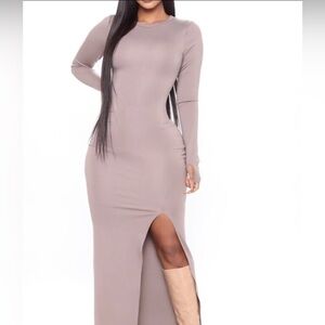 Fashion Nova Stroll Long Sleeve Maxi Dress